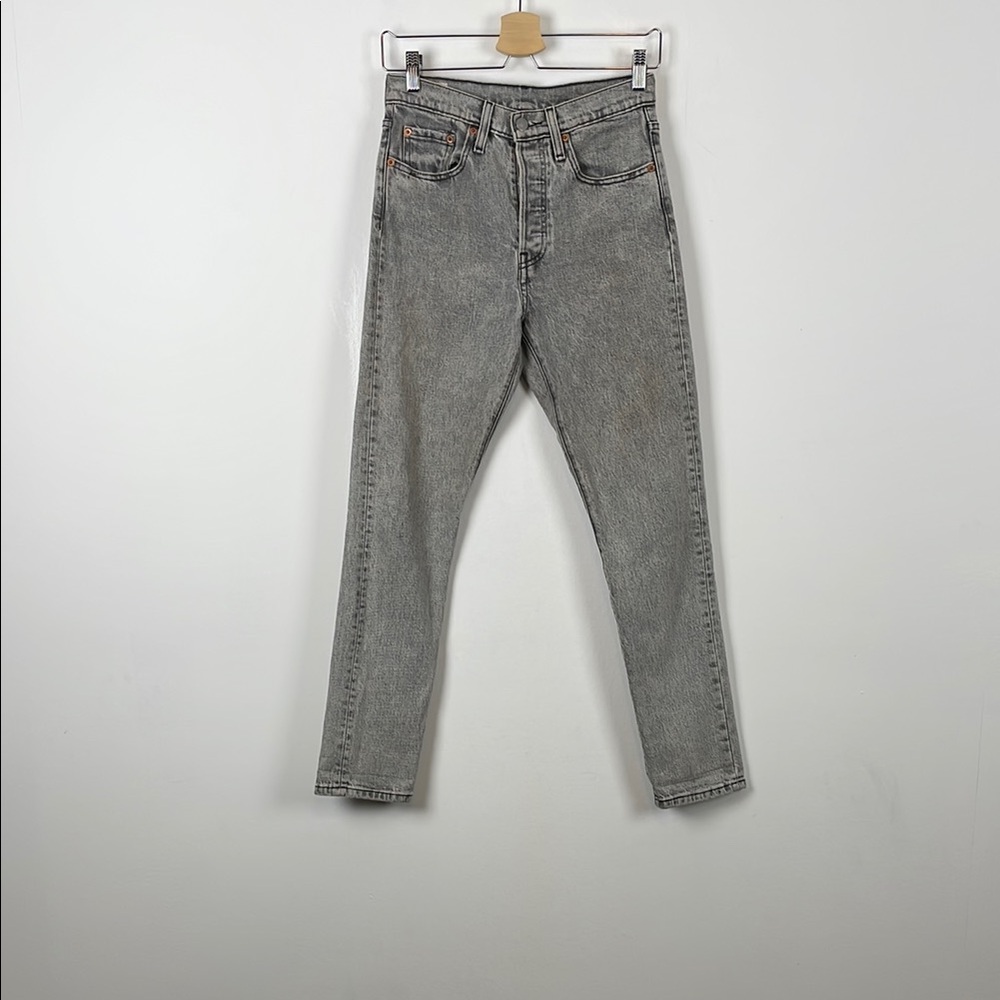 Levis Premium 501 Skinny Button Fly Classic Gray Adult 27-28 Casual Denim Jeans